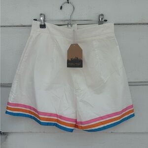 Ladies tailored cotton shorts  with ribbon detailing